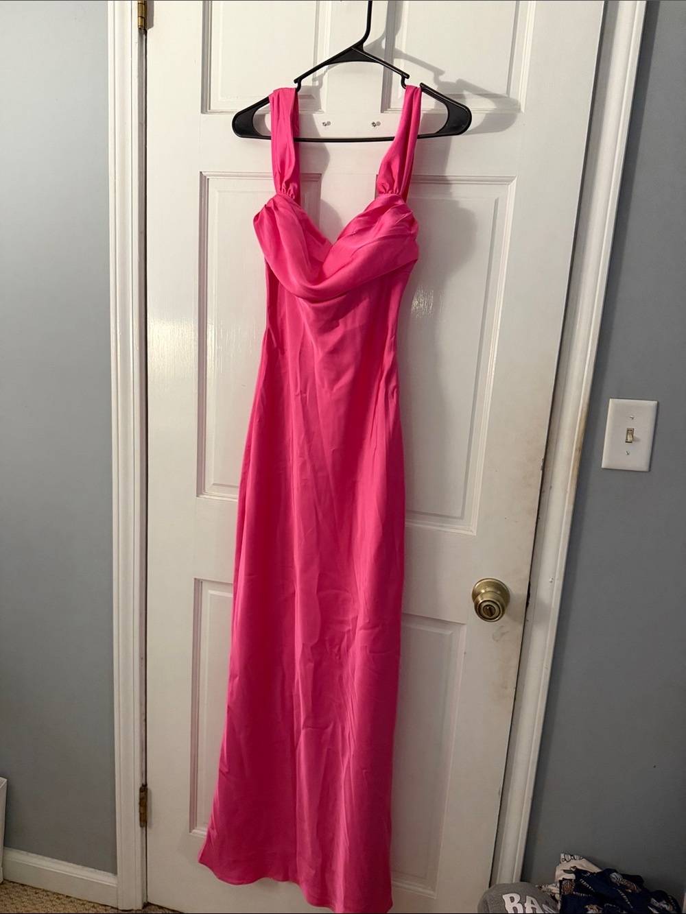 Beginning Boutique Hot Pink Maxi Dress with Draped Sweetheart